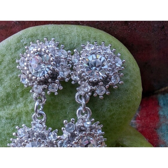 Vintage Romantic Rhinestone Earrings, Sparkling Evening Wear Jewelry - Picture 7 of 10